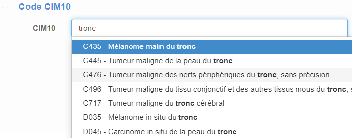 déclaration de tumeur via le code CIM10