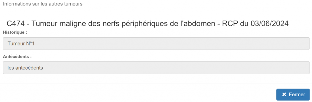 Modale autre(s) tumeur(s)